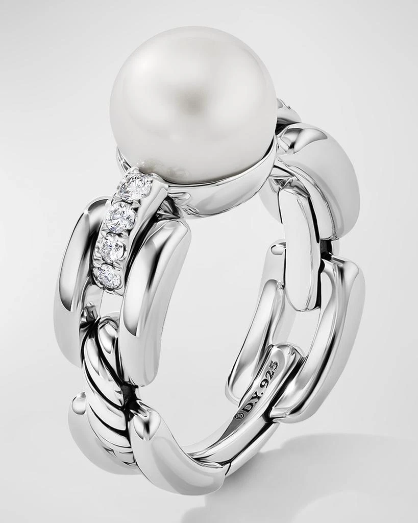 David Yurman DY Madison Pearl Ring with Diamonds in Silver, 7.5mm 2