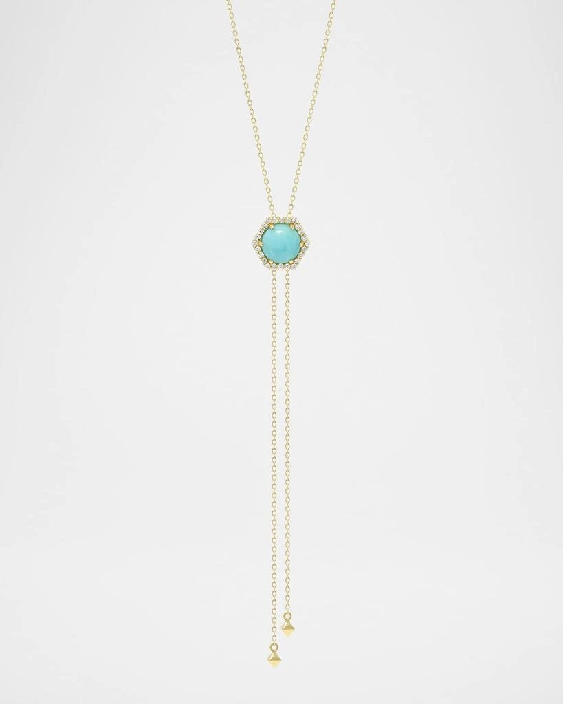 Stevie Wren Honeycomb Cabochon Gemstone 
Diamond Lariat Necklace in 18K Yellow Gold 1
