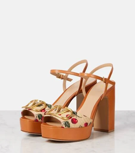 Valentino VLogo 115 raffia-effect platform sandals 4