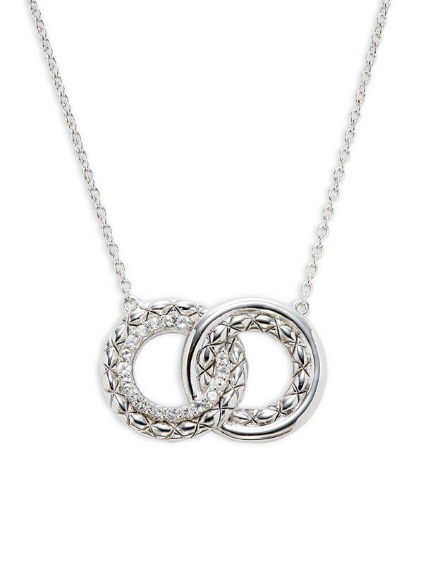 Judith Ripka Aura Collection Rhodium Plated Silver & White Topaz Interlocking Pendant Necklace