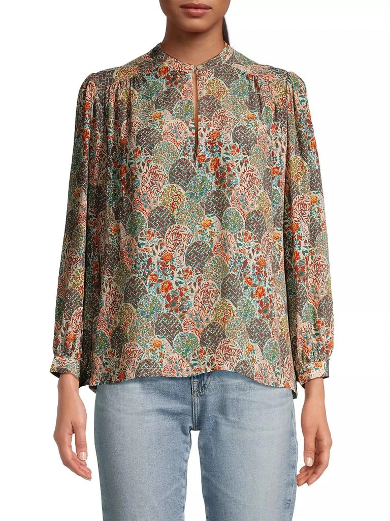 Birds of Paradis Bailey Floral Silk-Blend Long-Sleeve Blouse 3