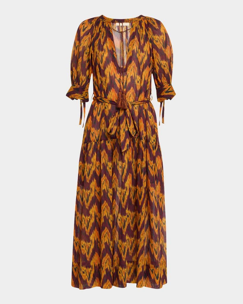 chinese dress ladies Ulla Johnson Maxi Dress Constantine Ochre Lurex Floral Print Silk Size –  Celebrity Owned main image 0