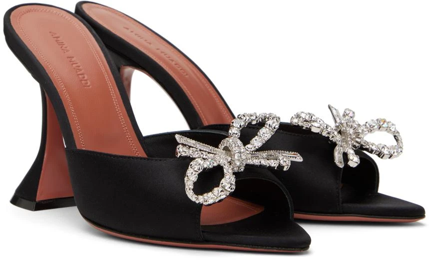 Amina Muaddi Black Rosie Slipper Heeled Sandals 4