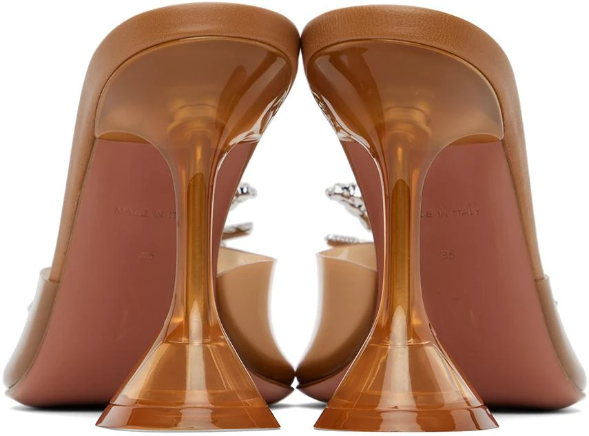 Amina Muaddi Brown Rosie Glass Slipper Heeled Sandals 2