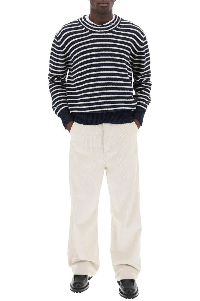 AMI ALEXANDRE MATTIUSSI Striped sweater with destroyed detailing 2