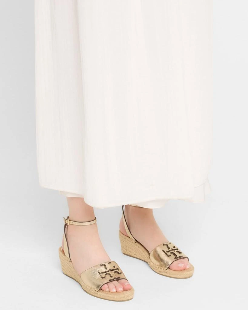 Tory Burch Ines Metallic Double T Wedge Espadrilles 2