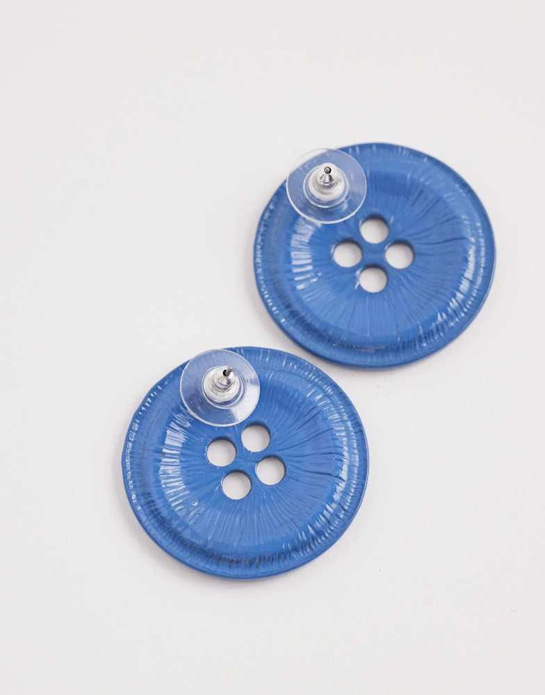 Reclaimed Vintage Reclaimed Vintage button earrings with crystal rhinestone detail 3