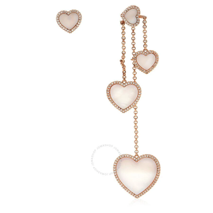 apm Monaco Asymmetric Pink Nacre Paved Heart Earrings 1
