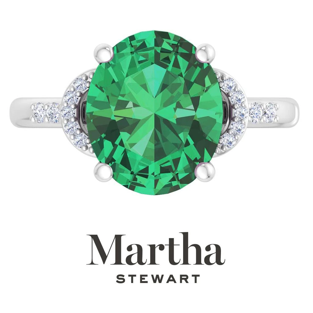 Martha Stewart 4 1/2 Carat Oval Shape Gemstone Ring with Lab Grown Diamonds in Sterling Silver, Choose Your Gemstone 7