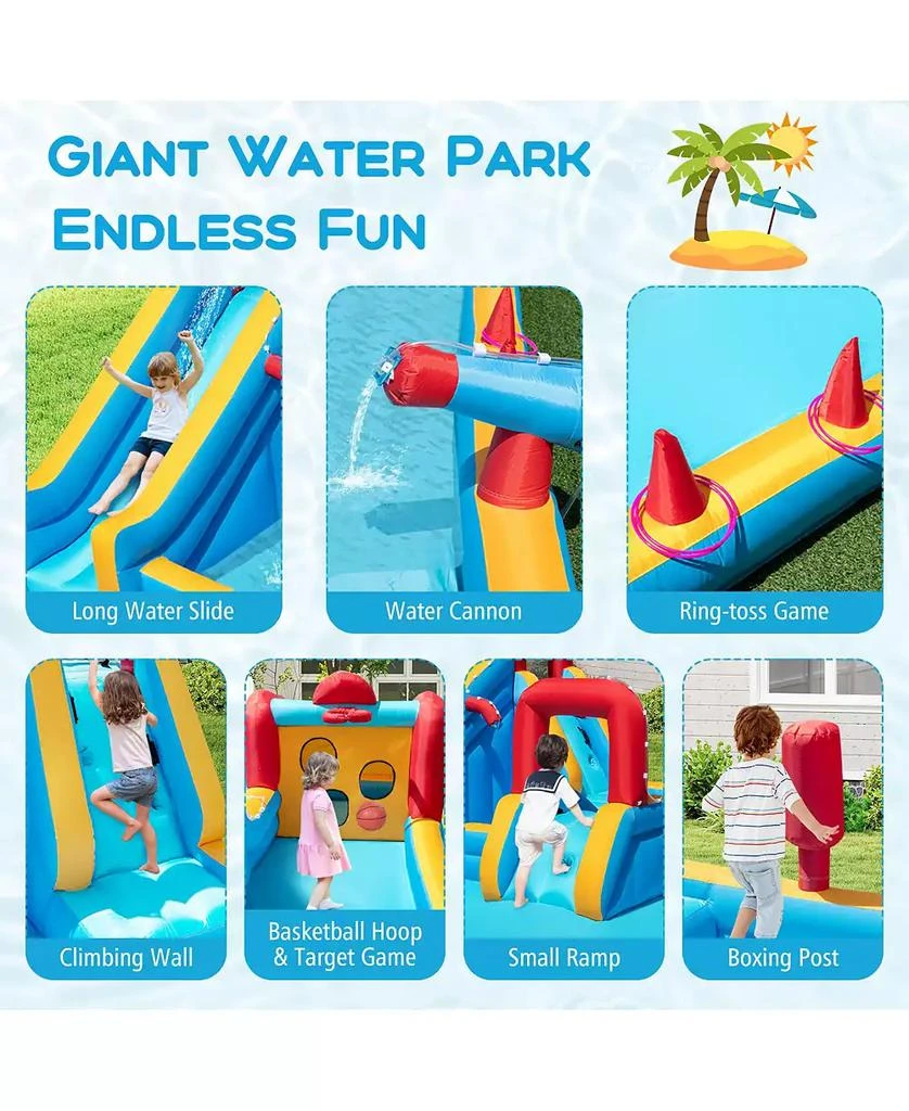 Mecale 9-in-1 Inflatable Double Water Slide Park Giant Bounce House, 735W Blower Included 4