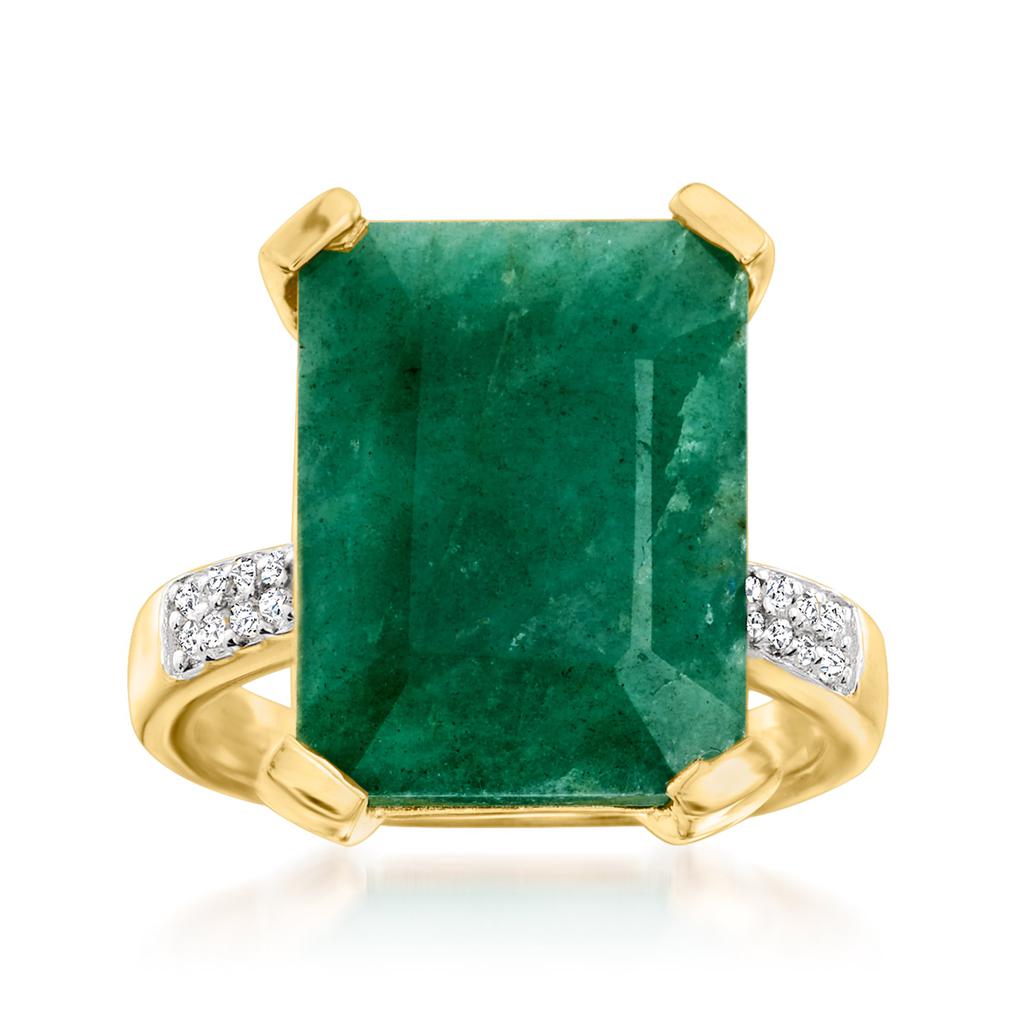 Ross-Simons Emerald and . White Topaz Ring in 14kt Gold Over Sterling