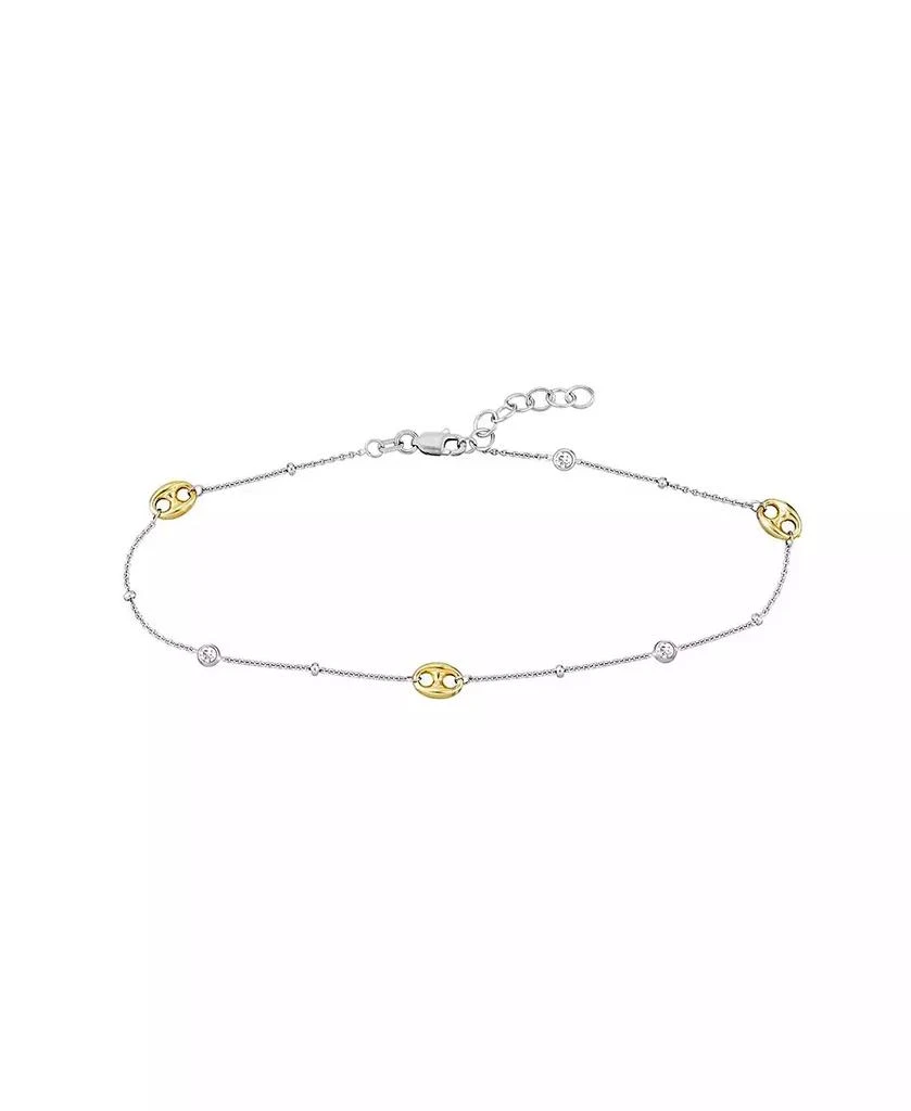 Curata Jewelry Cubic Zirconia Anklet 10" 925 Sterling Silver