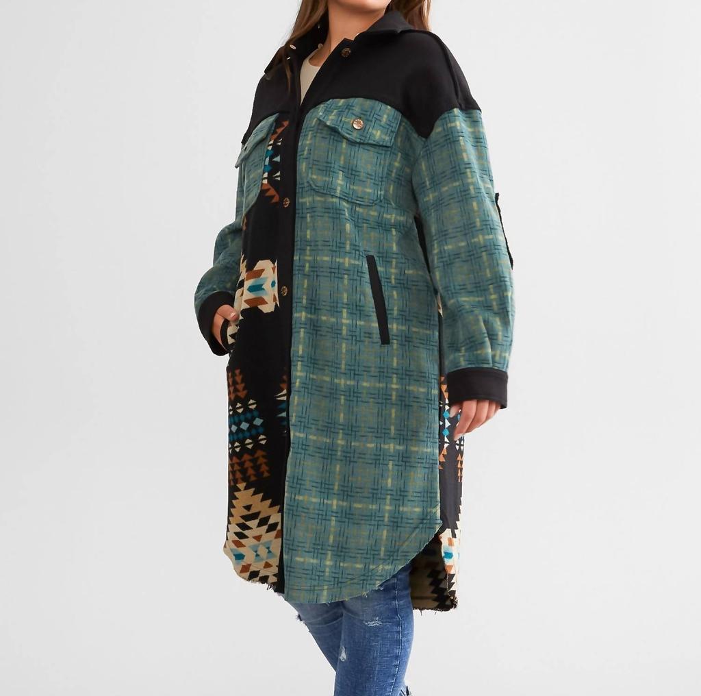 Miss Me Miss Me - Oversized Aztec Hooded Jacket