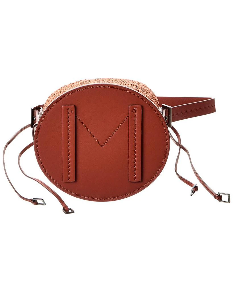 Max Mara Logo Plaque Leather-Trim Bucket Bag 3