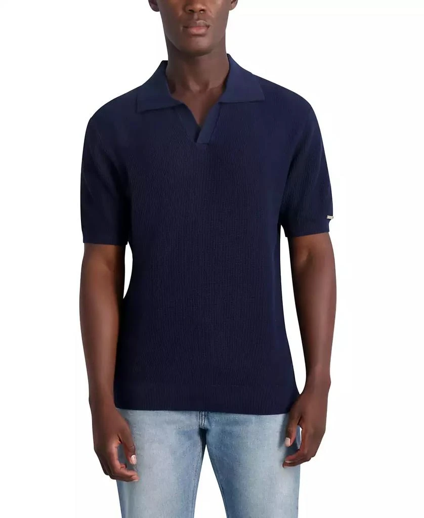Karl Lagerfeld Paris Men's Johnny Collar Texture Sweater Polo Shirt 1