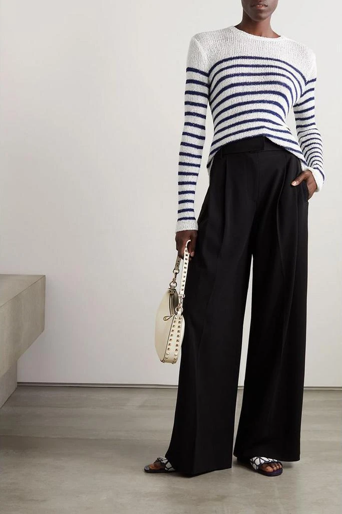 Valentino Embellished striped open-knit sweater 2