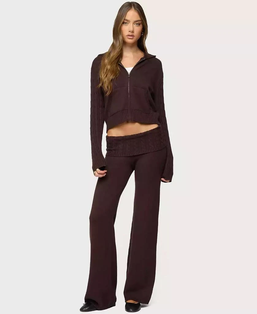 Edikted Women
s Lula Cable Knit Foldover Pants 3
