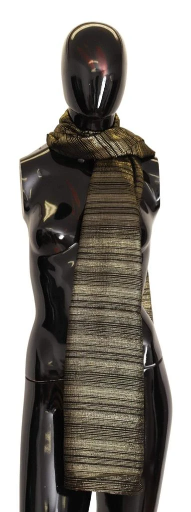 Dolce & Gabbana Dolce & Gabbana Metallic Gold Silk Stretch Shawl Wrap Scarf 1