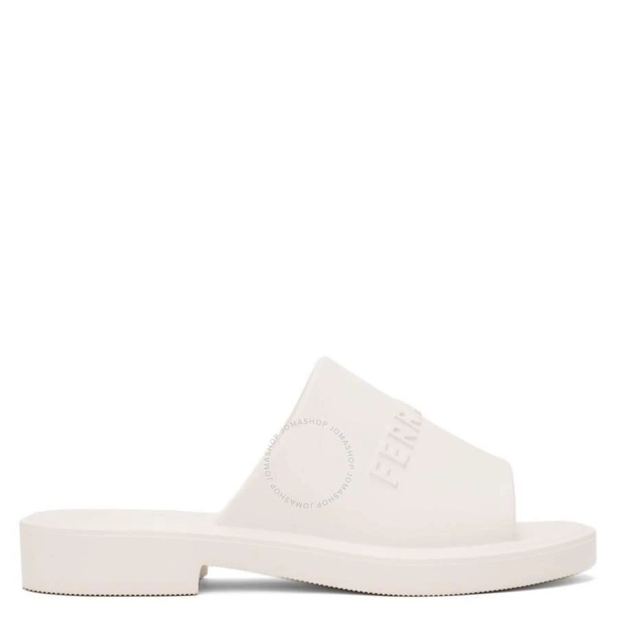 Salvatore Ferragamo Men's White Logo-Embossed Slip-On Sandals 1