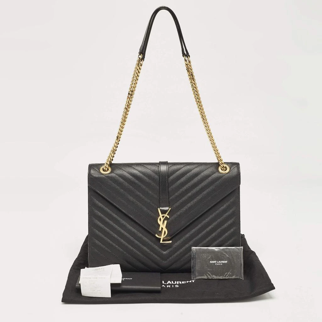 Yves Saint Laurent Saint Laurent Black Chevron Leather Large Monogram Envelope Shoulder Bag 13