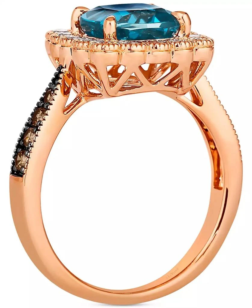 Le Vian Deep Sea Blue Topaz (2-1/2 ct. t.w.) & Diamond (1/2 ct. t.w.) Cushion Halo Ring in 14k Rose Gold 2