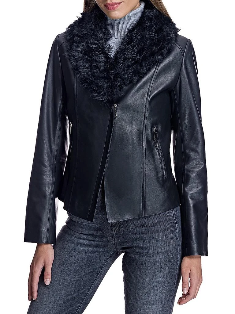 Maximilian Maximilian Leather Jacket with Lamb Collar 2