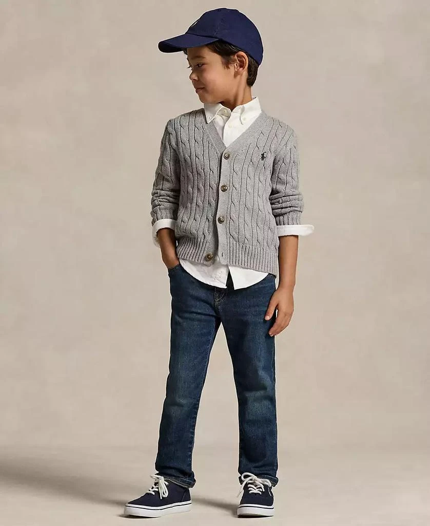 Ralph Lauren Toddler and Little Boys Cable-Knit Cotton V-Neck Cardigan Sweater 4