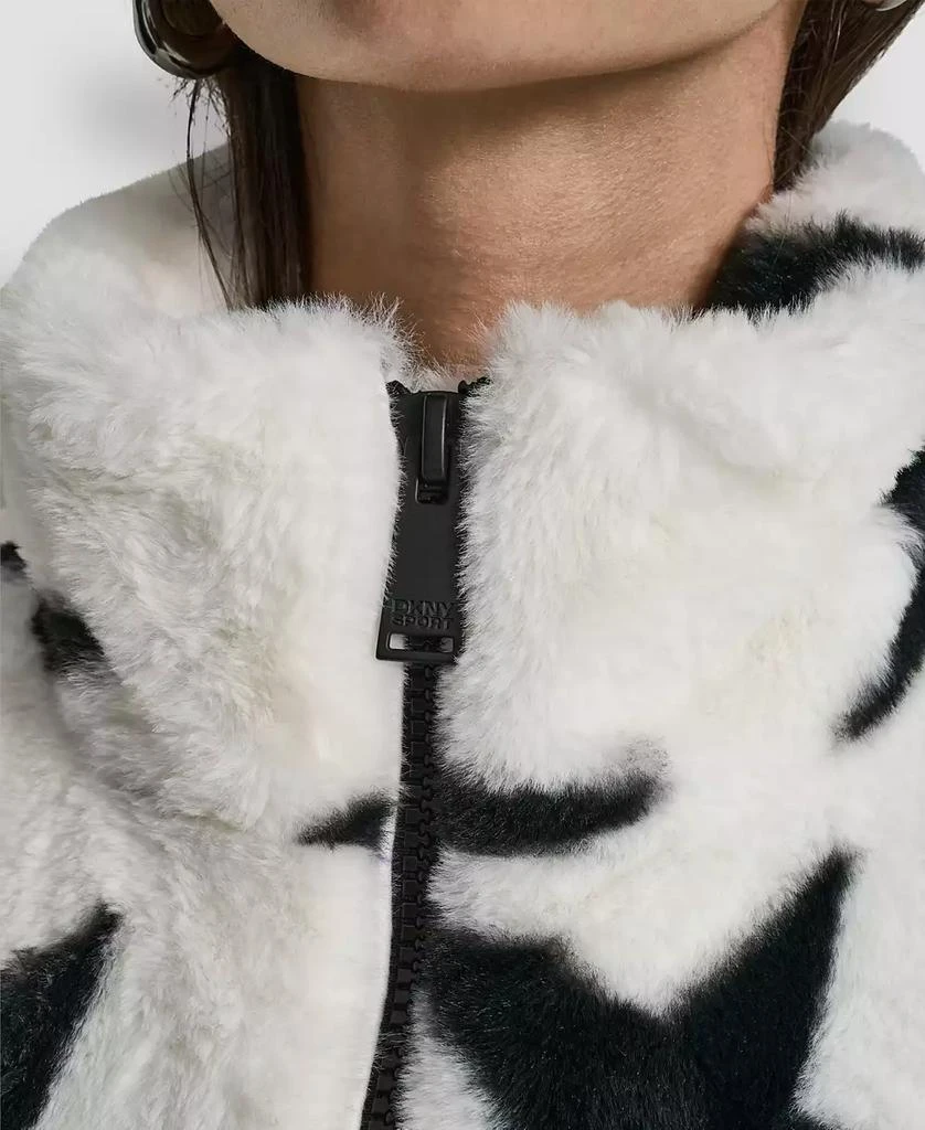 DKNY Women's Star Print Faux Fur Vest 4
