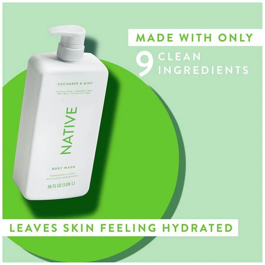 Native Body Wash, Sulfate Free, for Women and Men Cucumber & Mint 7