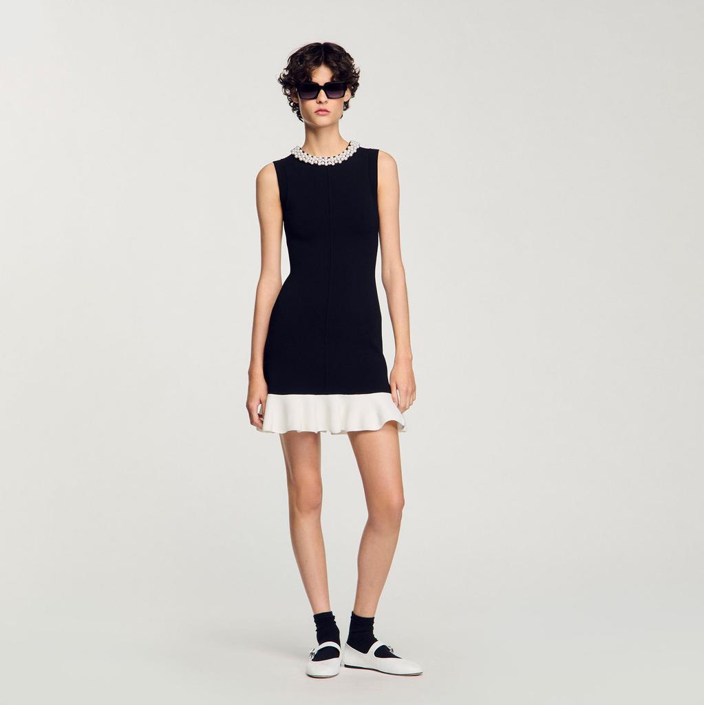 Sandro Mini knit dress with beaded neck