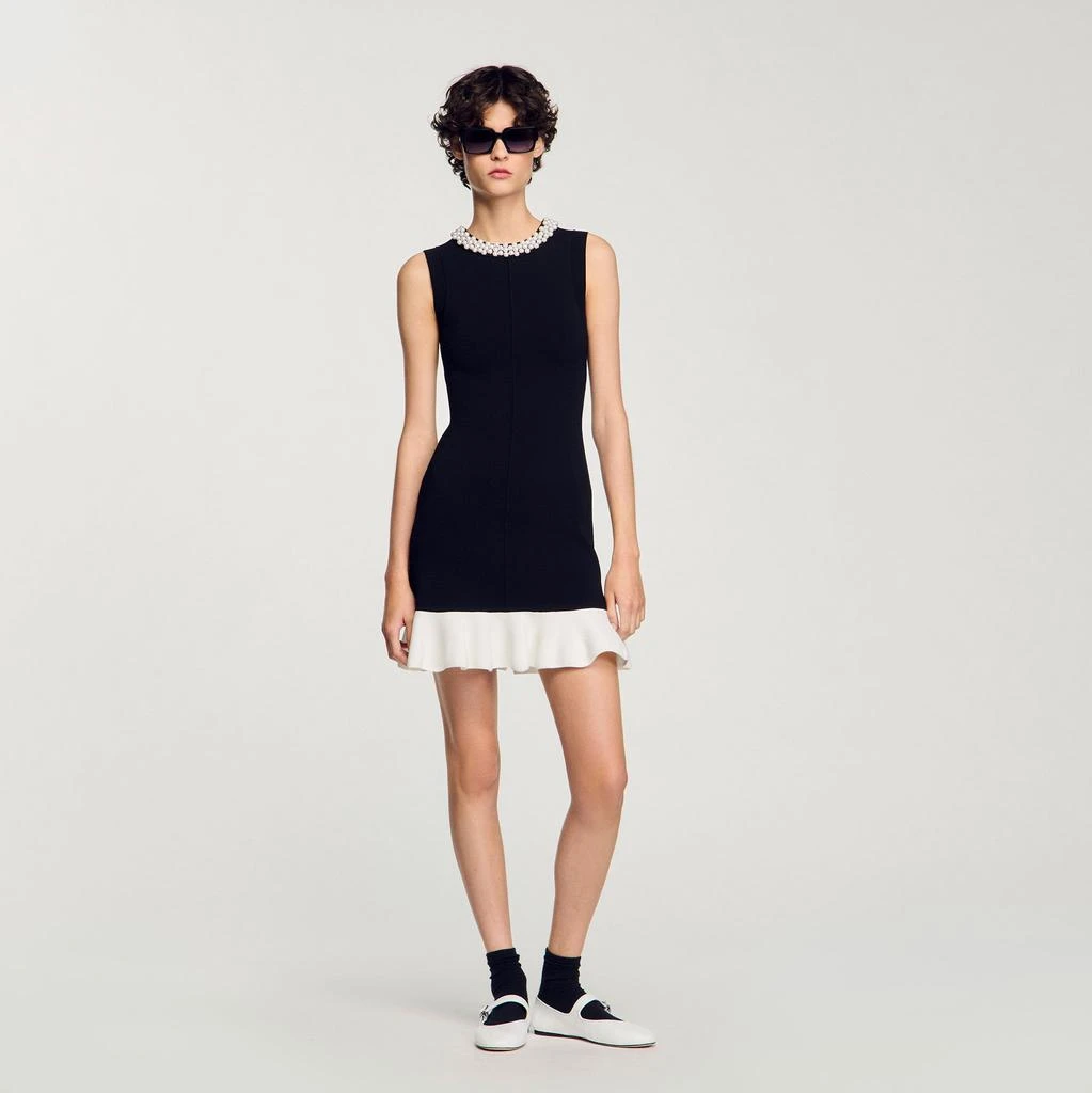 Sandro Mini knit dress with beaded neck 1
