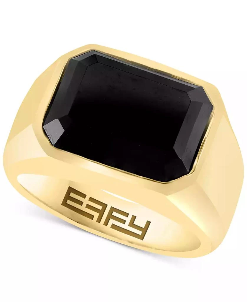 Effy EFFY® Men's Onyx Ring in 14k Gold-Plated Sterling Silver 1