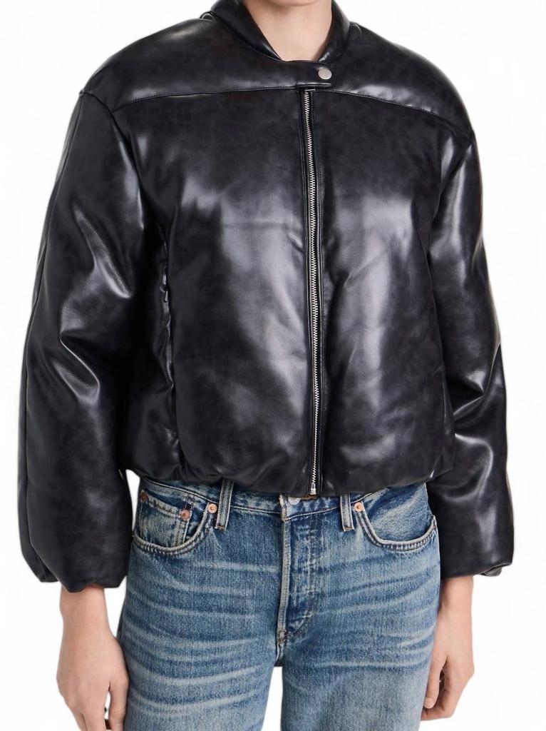 Apparis Apparis - Faux Leather Gigi Padded Cropped Bomber Jacket