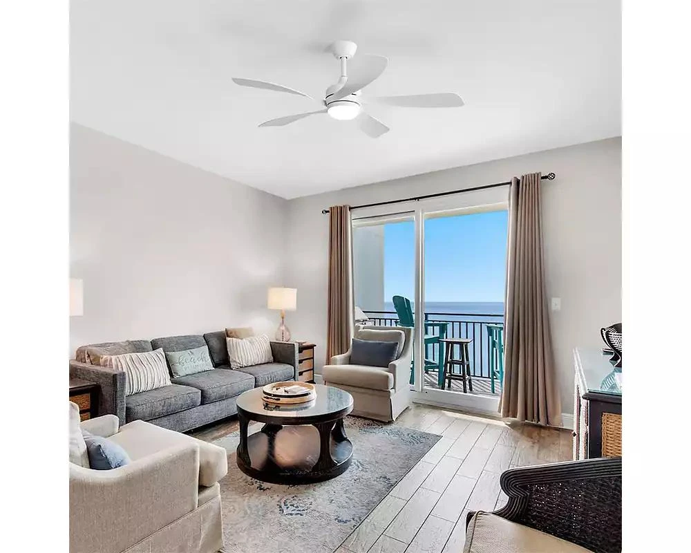 Sofucor 52-inch Modern Downrod Indoor ABS 5 Blades LED Light with Remote Control Support Six Speed Ajustable Ceiling Fan 6