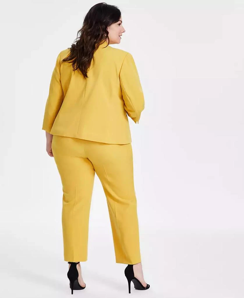 Kasper Plus Size Open-Front Blazer, Keyhole-Neck Knit Top & Straight-Leg Fly-Front Pants 2