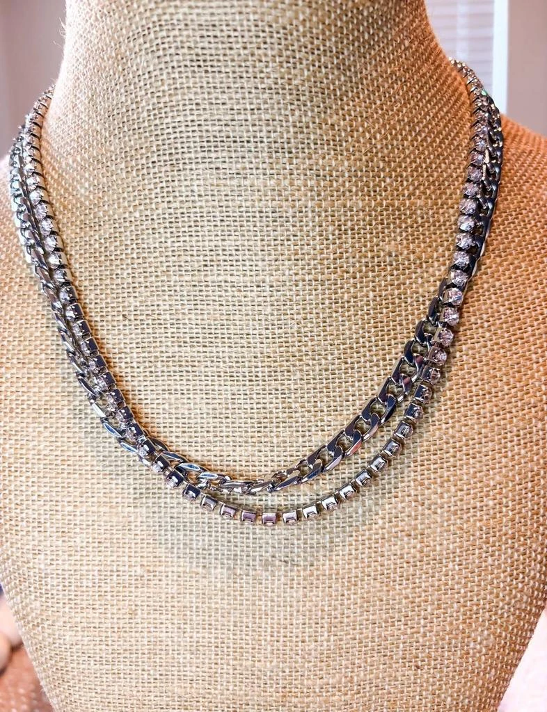 FAME ACCESSORIES Fame Accessories - Women
s Layered Rhinestone Chain Link Necklace