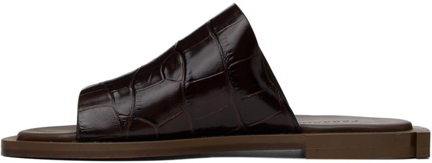 Salvatore Ferragamo Brown Embossed Mules 3