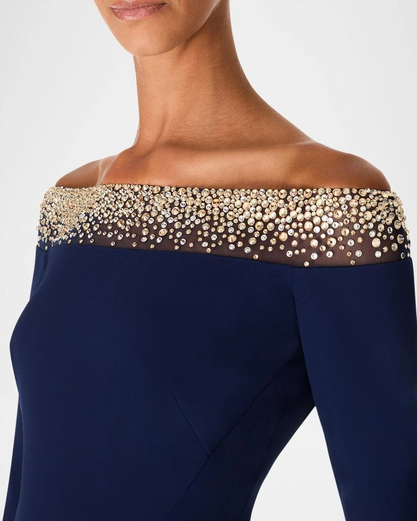 Jenny Packham Calypso Embellished Off-The-Shoulder Crepe Midi Dress 5