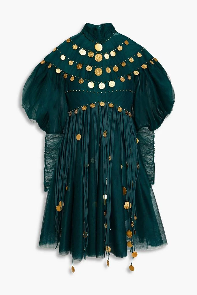 Zimmermann Embellished fringed tulle mini dress 1
