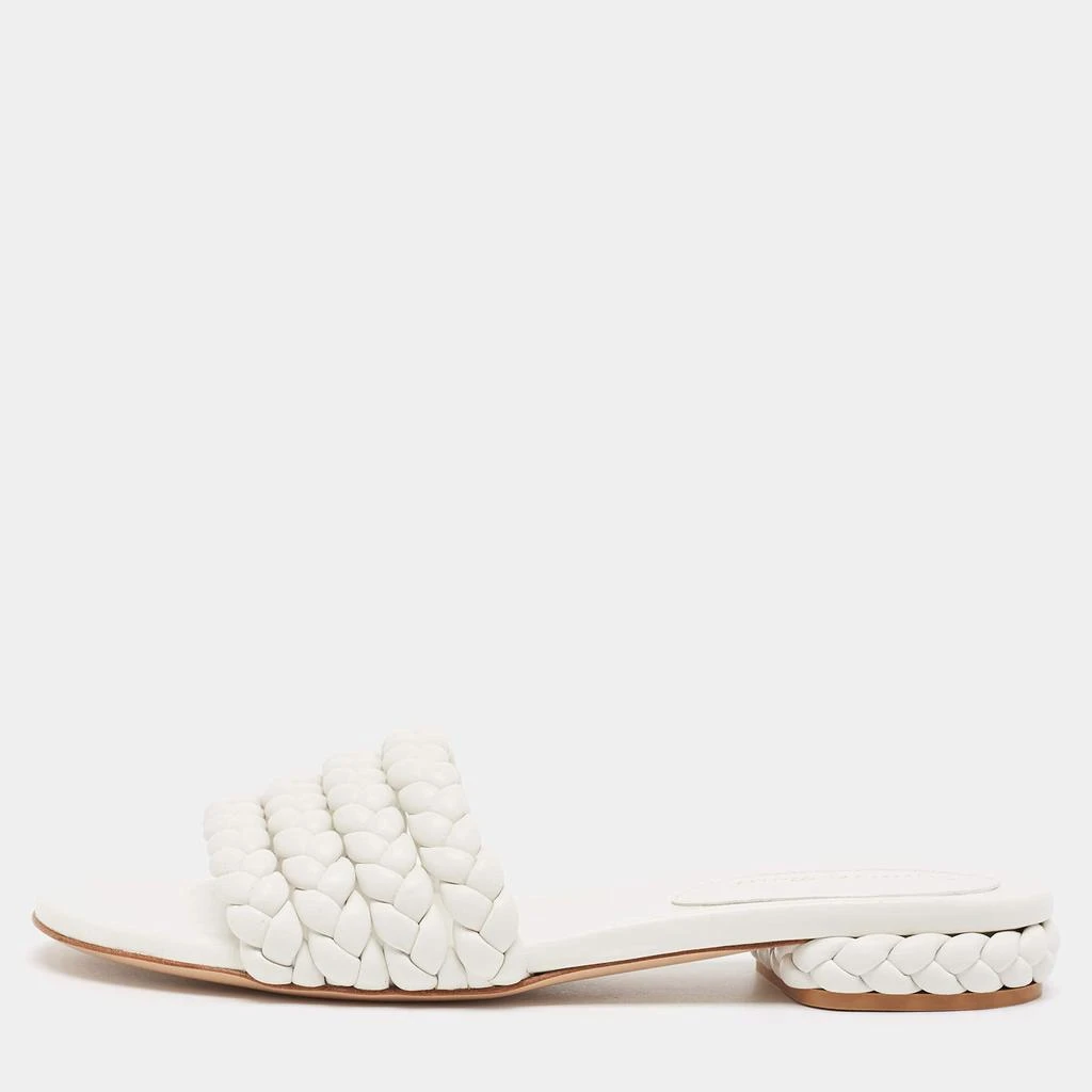Gianvito Rossi Gianvito Rossi White Braided Leather Slide Flats Size 38.5 1