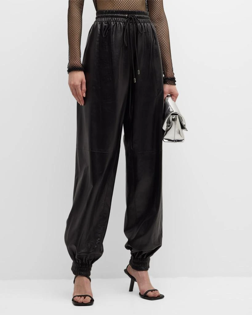 Salon 1884 Toda Leather Pull-On Track Pants 2