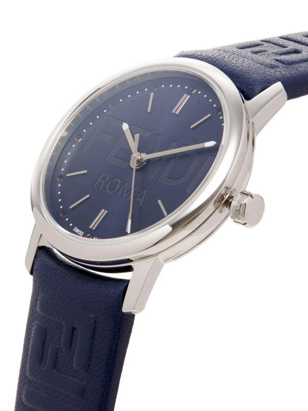 Fendi Forever Stainless Steel Case & Leather Strap Watch