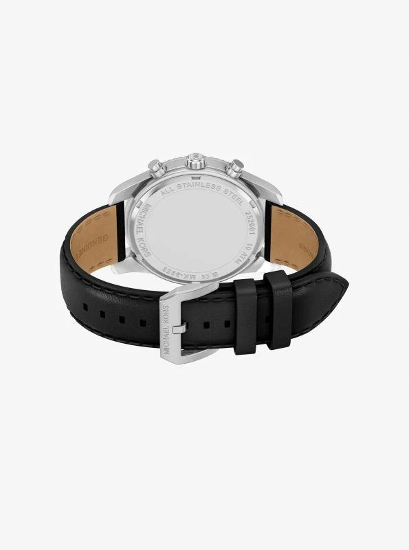 Michael Kors Oversized Lexington Silver-Tone and Leather Watch 4