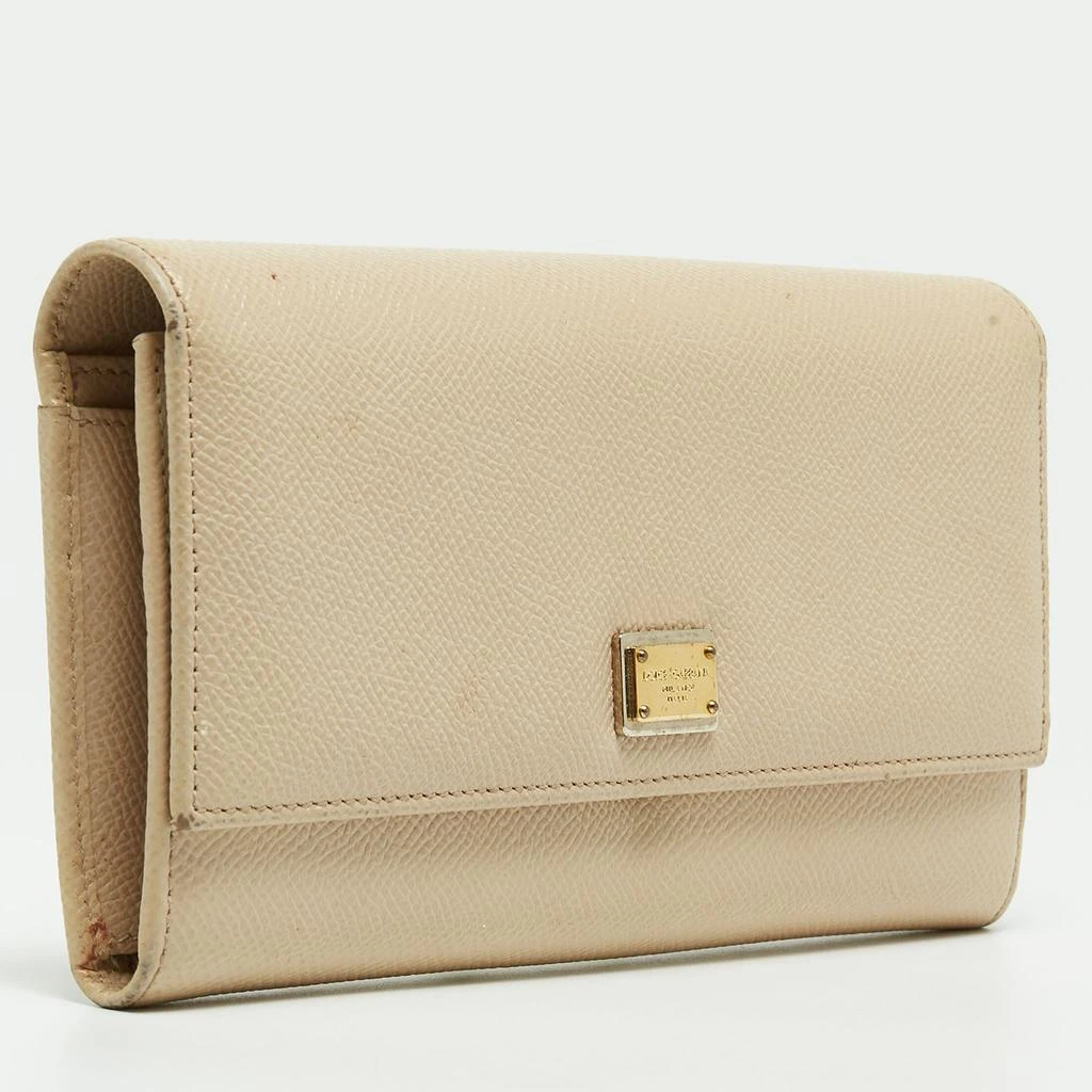 Dolce & Gabbana Beige Leather Dauphine Flap Continental Wallet 3