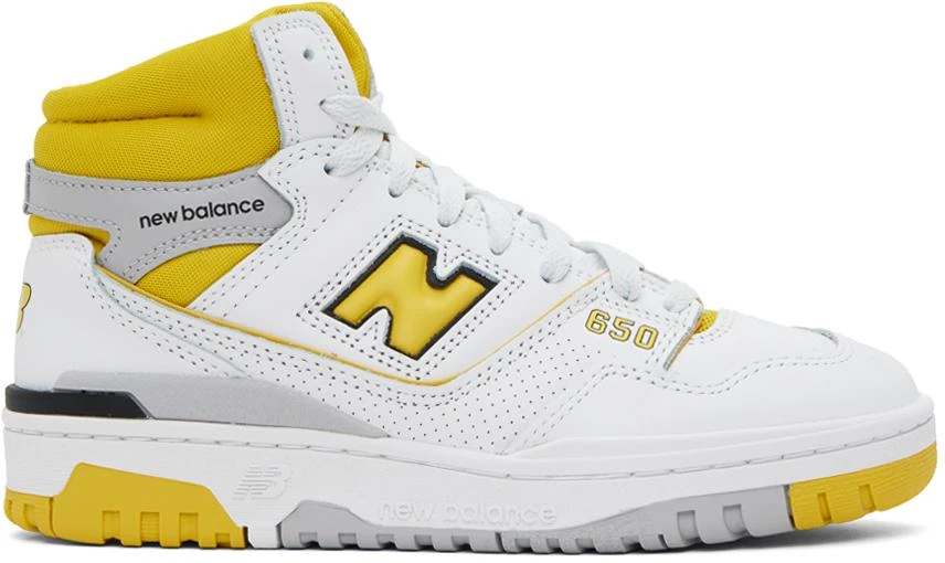 New Balance White & Yellow 650 Sneakers 1