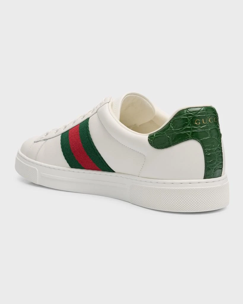 Gucci Men's Ace Leather Web Low-Top Sneakers 3