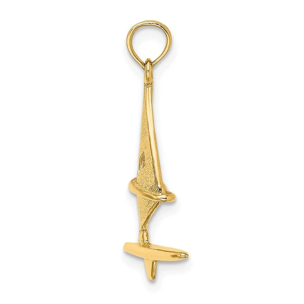 Diamond2Deal 10k Yellow Gold 3-D Textured Windsail Surfing Board Charm 2
