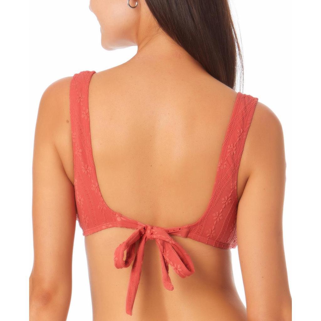 California Waves Womens Solid Embroidered Bikini Swim top