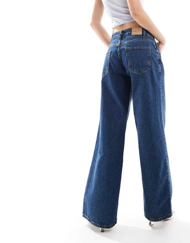 Motel Motel low rise roomy jean in mid indigo blue 3