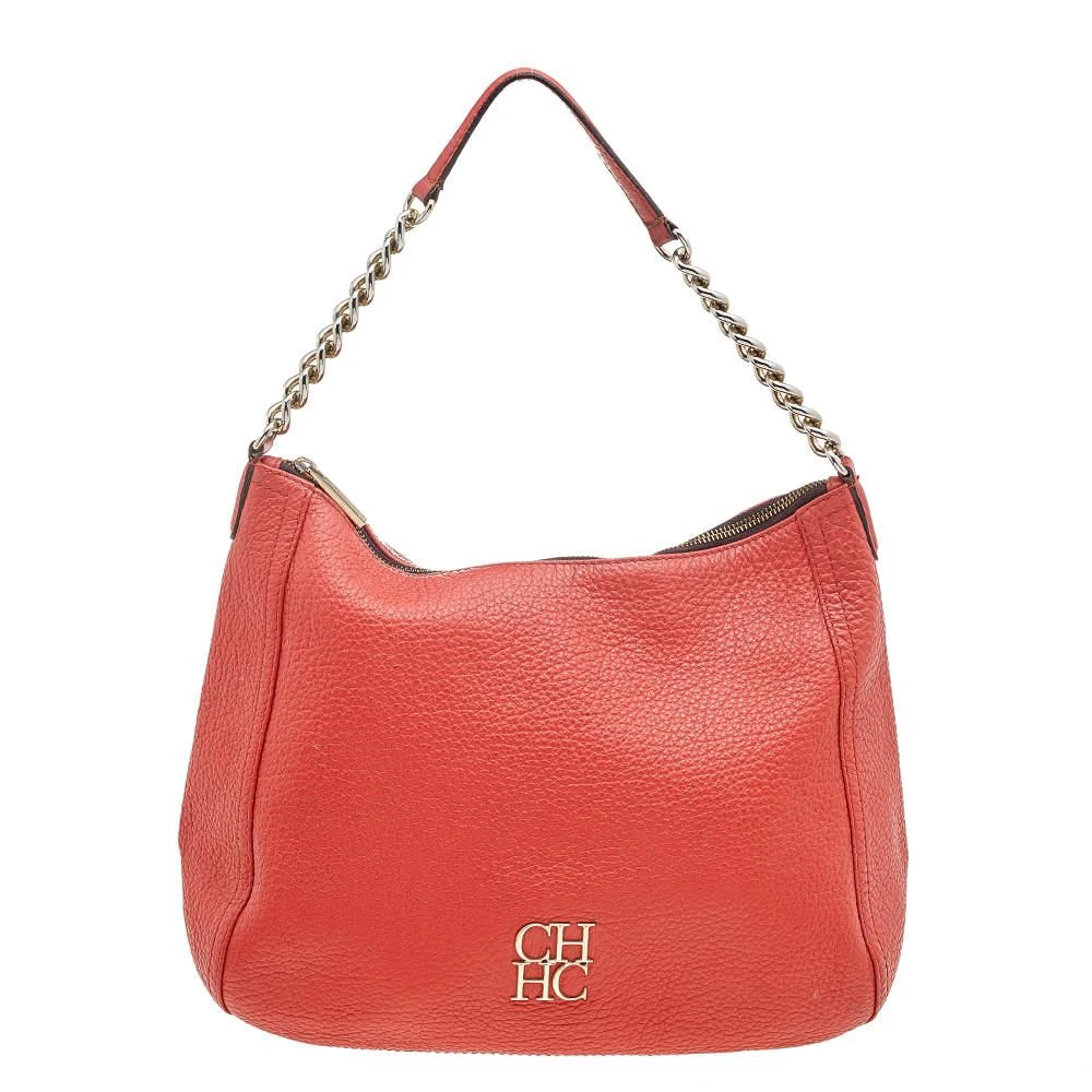 Carolina Herrera Carolina Herrera Orange Leather Chain Hobo 1